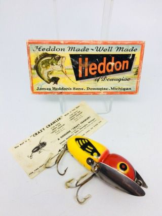 Vintage Heddon Wood Crazy Crawler 2100 Fishing Lure MINTY LOOK 4