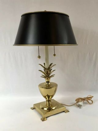 Vintage Bombay Co.  Brass Hollywood Regency Pineapple Lamp with Metal Shade 2