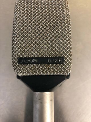 Vintage AKG D12E Dynamic Microphone 200 Ohms Made in Austria with Cable D 12 E 4