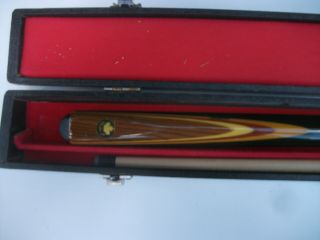 Vintage Dufferin Pool Cue 18 Oz Gold Maple Leaf Two Piece With Hard Case