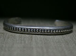 Vintage Native American Navajo Stamped Sterling Silver Cuff Bracelet