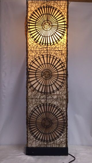 Vintage Bohemian Rattan Wicker Bamboo Floor Lamp Light Accent 48” H Rectangular
