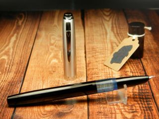 Vintage " Montblanc Monte Rosa " Fountain Pen - Matt Steel & Jet Black - Germany 1960s