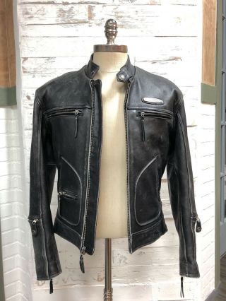 Harley Davidson Men ' s Vintage 90 ' s V - TWIN Leather Jacket Patches RARE S 2