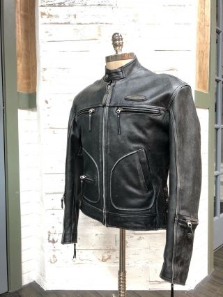 Harley Davidson Men ' s Vintage 90 ' s V - TWIN Leather Jacket Patches RARE S 3