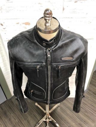 Harley Davidson Men ' s Vintage 90 ' s V - TWIN Leather Jacket Patches RARE S 5