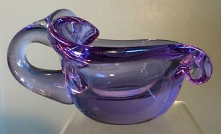 Vintage Tiffin Glass Handled Bowl Twilight Color Neodymium Alexandrite