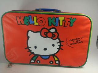 Rare Vintage 1990 Sanrio Hello Kitty Small Carry On Suitcase Tote Red Blue Euc