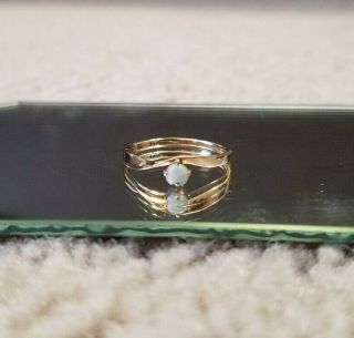 Vintage 14k Yellow Gold Fire Opal Solitaire Band Ring,  0.  15 Ct,  Size 6,  1g