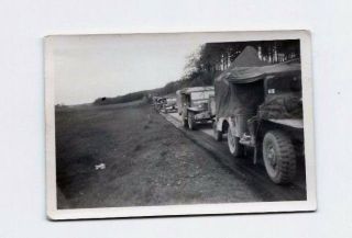 1945 Germany World War Two Photo Us Military Convoy Truck Jeep Vintage