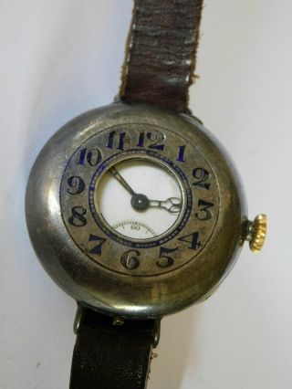 Antique Solid Silver World War 1 Ww1 Military Trench Watch