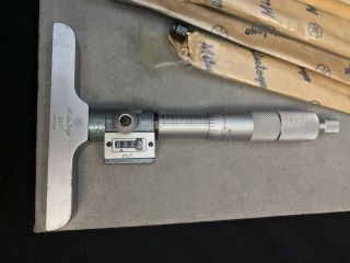 Vintage Mitutoyo Depth Micrometer Set w/ 5 Rods Digit Inch Counter Japan NO BOX 4