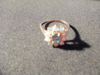 Vintage 14K Gold Opal and Sky Blue Topaz Ring.  Size 7 2