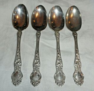 4 R.  Wallace & Sons Sterling Silver Art Nouveau Tea Spoons Violet Ca.  1904 Ex,