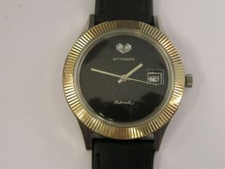 Vintage Wittnauer Watch Jumbo Size W/ Date Gold Fluted Bezel Cal 11kas - 2