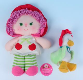 Vintage Cherry Cuddler Rag Doll W/ Plush Gooseberry Pet Strawberry Shortcake