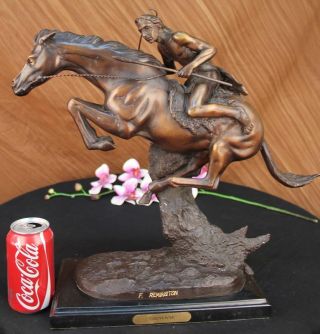 Vintage Bronze Statue " Cheyenne " Signed - By Frederic Remington - 19 " Figurine