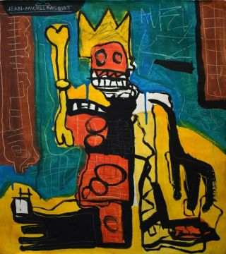 Vintage Abstract Painting Signed Jean - Michel Basquiat,  Modern Art