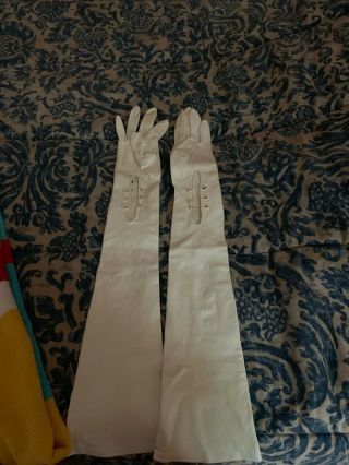 Vintage Long Italian Leather Opera Gloves,  Size 7 23 Inches Long 2