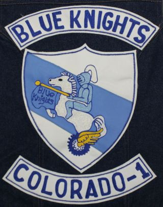Vintage Blue Knights Motorcycle Club MC Colorado - I Denim Vest Mens XL Wrangler 7