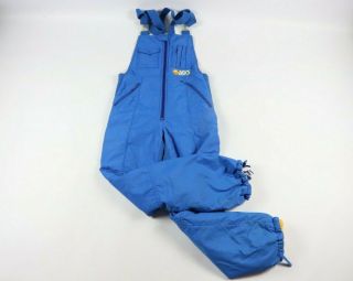 Vtg 70s Asics Mens Medium Spell Out Snow Pants Bib Overalls Made In Japan Blue