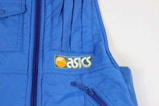 Vtg 70s Asics Mens Medium Spell Out Snow Pants Bib Overalls Made in Japan Blue 3