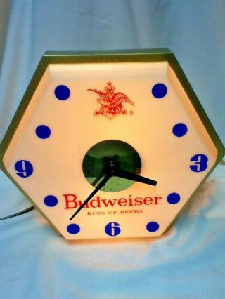 Budweiser beer sign vintage lighted wall clock KING OF BEERS bar light old MP3 2