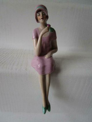 Vintage Pin Cushion Sitting Full Doll Porcelain 1920 