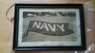 Framed U.  S.  Navy Sailors Flag Formation Photograph - World War Two Era