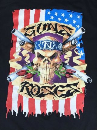 VTG 1991 Guns N Roses T Shirt Use Your Illusions Tour Concert Flag Tee 90s XL 2