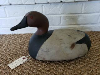 Rare Old Vintage Canvasback Drake Duck Decoy By Floyd Crooks