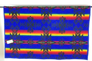 Vintage Beaver State Pendleton Aztec Native Blue Throw Blanket 60 X 75