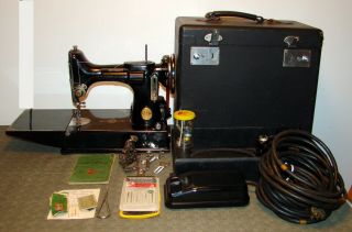 Vintage Singer Featherweight Sewing Machine Scroll With Case Early Ae217369 –