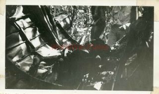 104 Wwii 6th Seabees Guadalcanal Photo Wrecked Japanese Bomber Kia Japanese