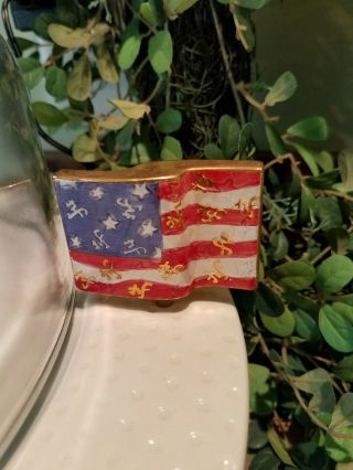 Nora Fleming Mini Flag Retired With Nf Markings Very Rare Gold Trim Htf