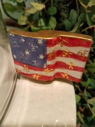 Nora Fleming Mini Flag Retired with NF Markings VERY RARE Gold Trim HTF 4