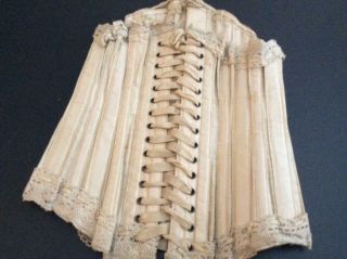 Antique Victorian Corset,  Lace Up,  Stays & Metal Hooks