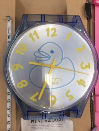2 x SWATCH MAXI Swiss Watch Wall Clock Rare Ducky Bath MGN214 & Pink MGP128 Runs 3