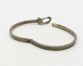 MEXICO 925 Sterling Silver - Vintage Belt Style Bangle Bracelet - B1594 3