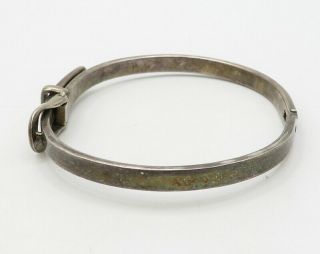 MEXICO 925 Sterling Silver - Vintage Belt Style Bangle Bracelet - B1594 4