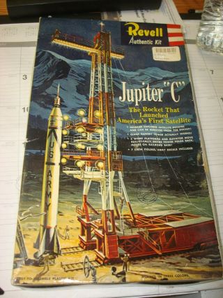 Vintage Revell H - 1819 Jupiter C W/ Gantry Tower 1958 Hard To Find First Release