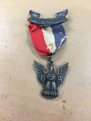 Rare 1930 Robbins Type 2a Sterling Eagle Scout Bsa Medal