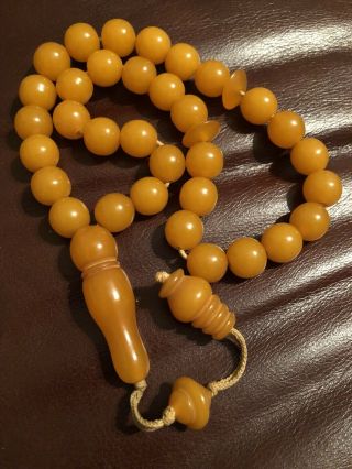 Vintage Butterscotch Bakelite Amber Islamic Prayer Beads Tasbin Tasbeeh Misbaha