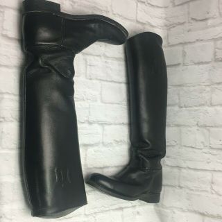 Women’s Vintage Riding Boots Black Leather Made In Usa Tall Biltrite Soles 8.  5b