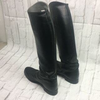 Women’s Vintage Riding Boots Black Leather Made In USA Tall Biltrite Soles 8.  5B 2