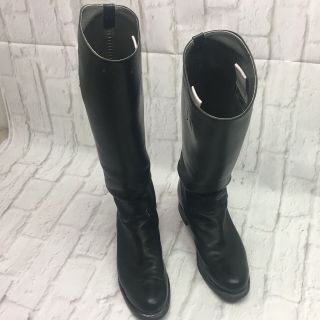 Women’s Vintage Riding Boots Black Leather Made In USA Tall Biltrite Soles 8.  5B 4