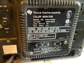 Vintage Texas Instruments Color Monitor PHA4100,  1982 for TI99/4 or TI99/4a 5