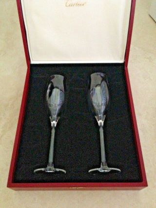 Authentic Cartier Vintage Crystal Champagne Glasses / Flutes