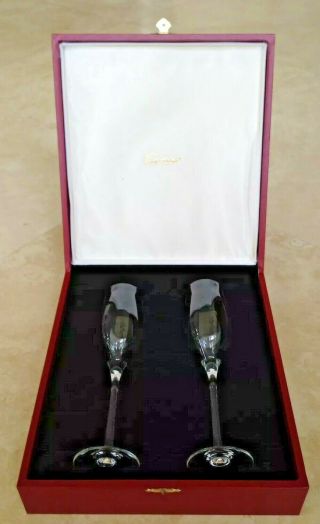 Authentic Cartier Vintage Crystal Champagne Glasses / Flutes 2