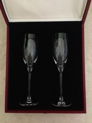 Authentic Cartier Vintage Crystal Champagne Glasses / Flutes 8